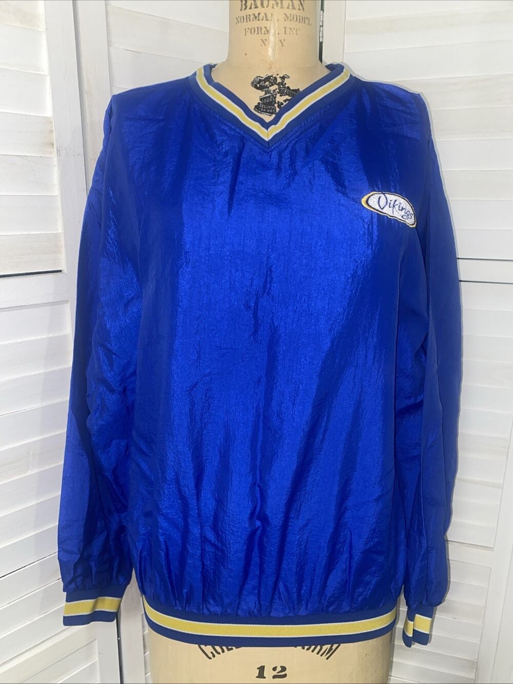 Vintage Neff 80s Lightweight Blue Nylon Pullover Windbreaker Vikings X-Large